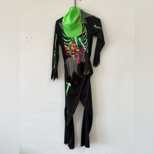 Black Skeleton Costume with Green Accents